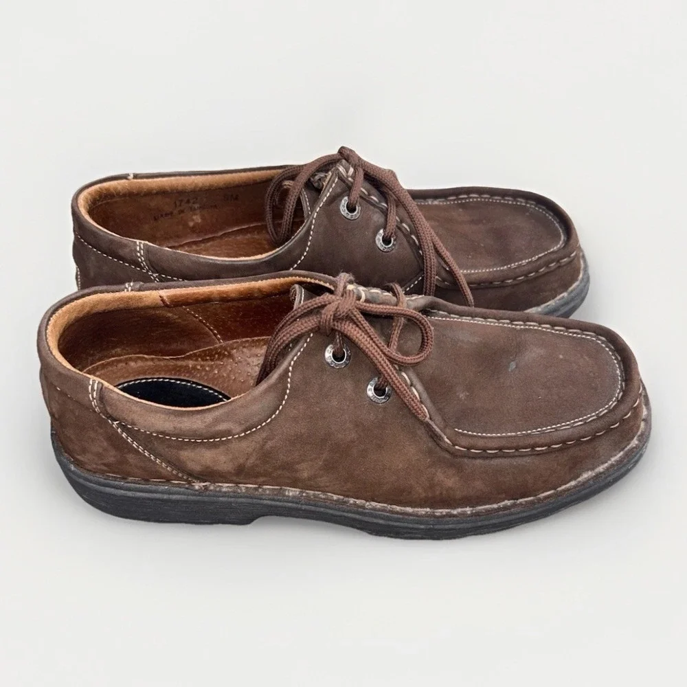 Vintage GH Bass Y2k Mens 9M Brown Nubuck Leather Moc Toe Lace Up Boots Workwear‎